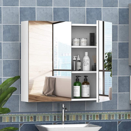 Revamp 700mm W 600mm H Surface Frameless Medicine Cabinet with Mirror and 2 Adjustable Shelves