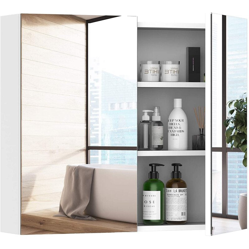 Revamp 700mm W 600mm H Surface Frameless Medicine Cabinet with Mirror and 2 Adjustable Shelves