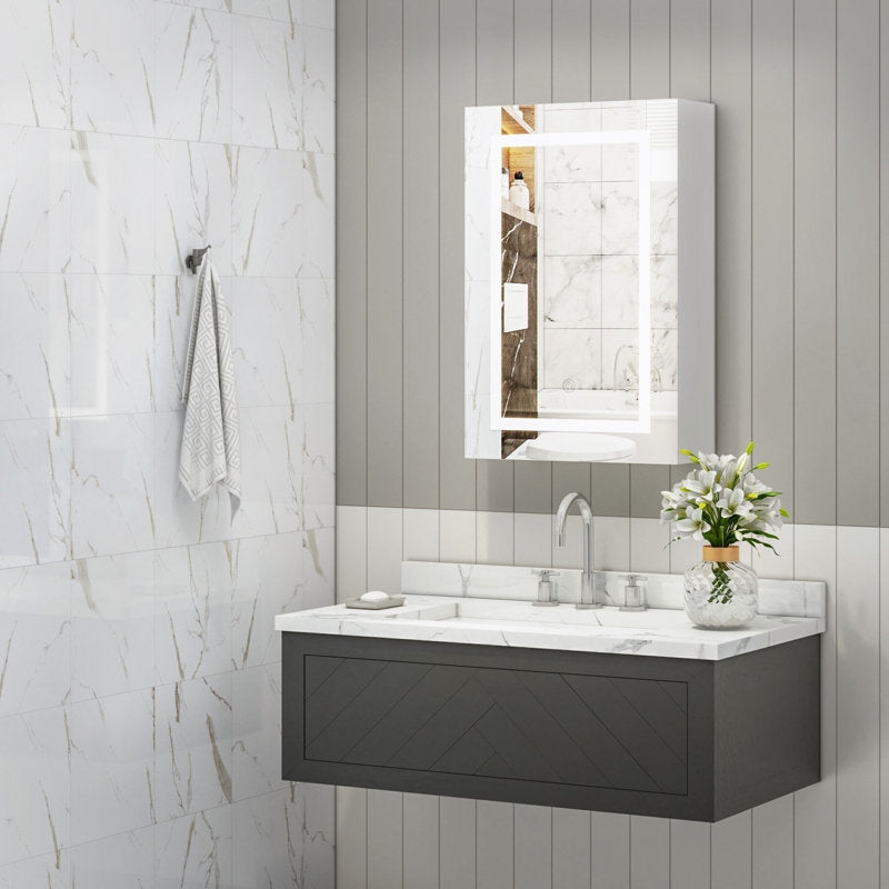 Royceton 400mm W 600mm H Surface Frameless Medicine Cabinet Mirror Fixed