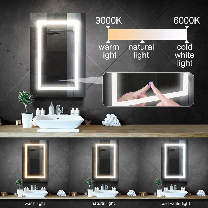 Royceton 400mm W 600mm H Surface Frameless Medicine Cabinet Mirror Fixed