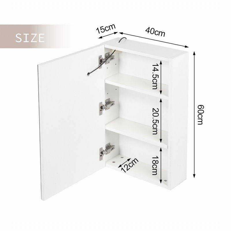 Royceton 400mm W 600mm H Surface Frameless Medicine Cabinet Mirror Fixed