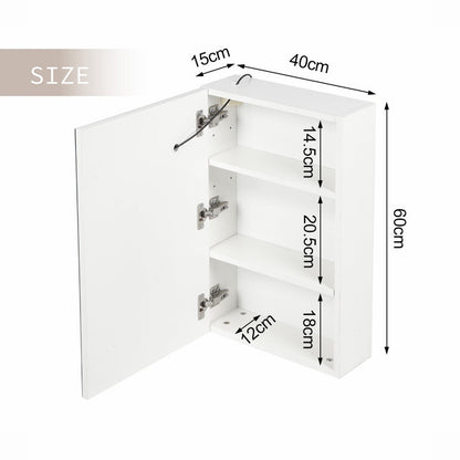 Royceton 400mm W 600mm H Surface Frameless Medicine Cabinet Mirror Fixed
