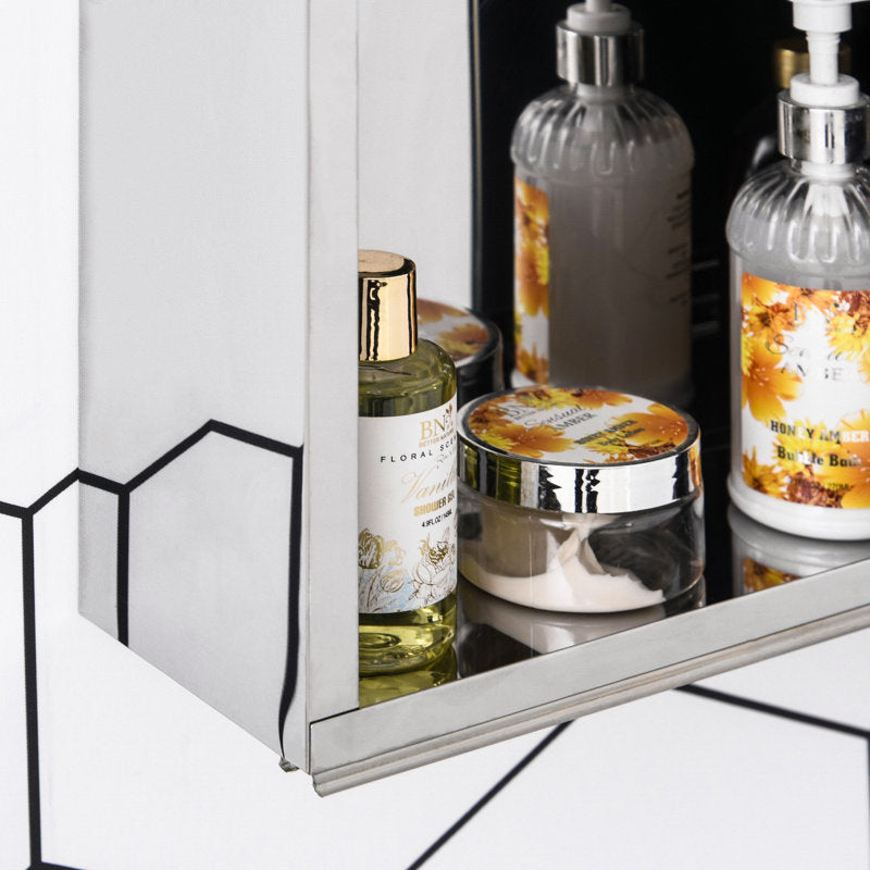 Gatlinburg 460mm W 660mm H Surface Frameless Medicine Cabinet with Mirror and 3 Fixed Shelves