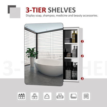 Gatlinburg 460mm W 660mm H Surface Frameless Medicine Cabinet with Mirror and 3 Fixed Shelves
