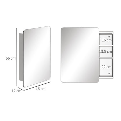 Gatlinburg 460mm W 660mm H Surface Frameless Medicine Cabinet with Mirror and 3 Fixed Shelves