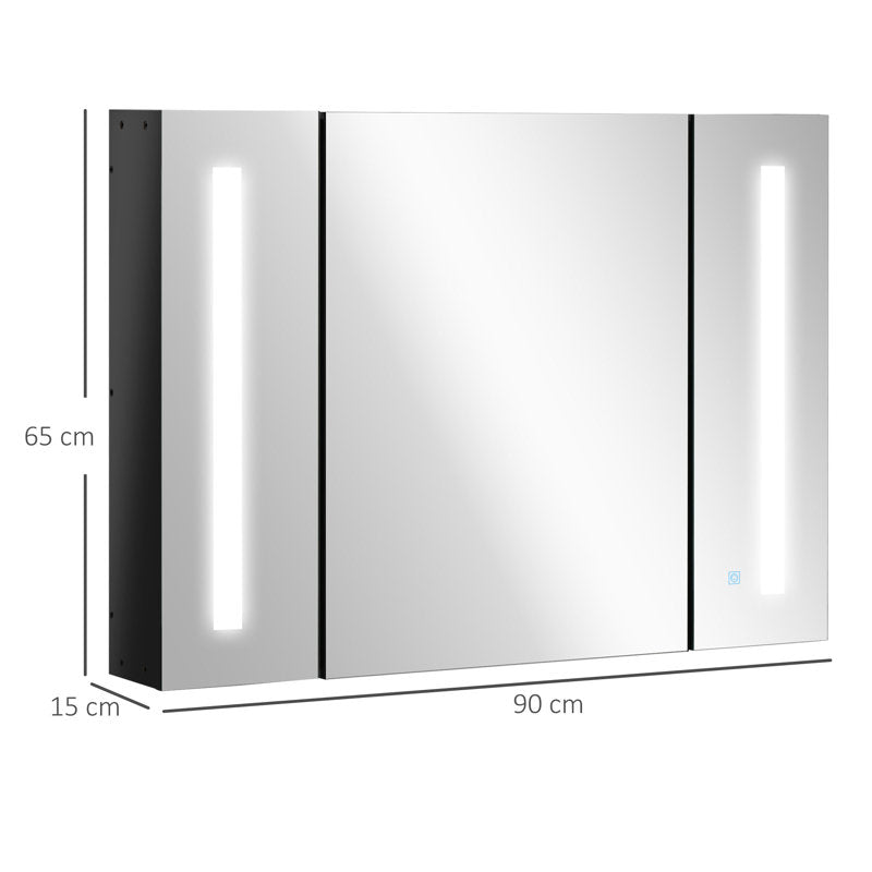 Bathroom 650mm x 900mm Surface Mount Mirror Cabinet with LED Lighting