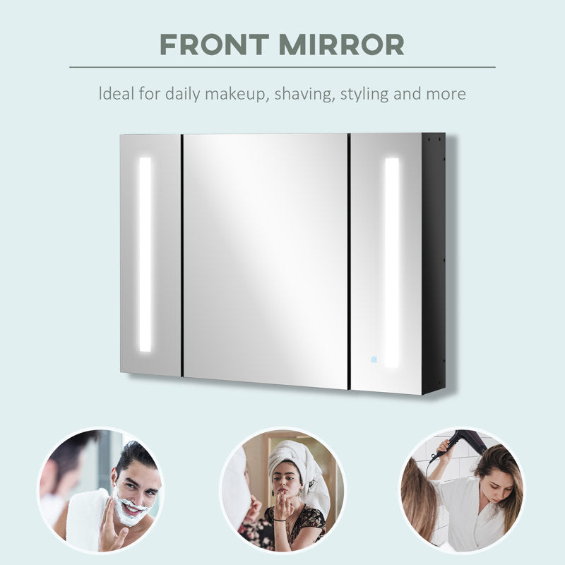 Bathroom 650mm x 900mm Surface Mount Mirror Cabinet with LED Lighting