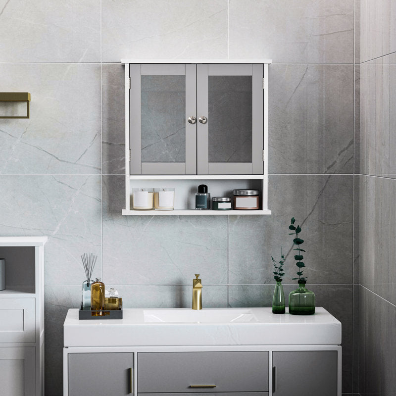 Dayaan 560mm W 580mm H Surface Framed Medicine Cabinet with Mirror and 1 Fixed Shelf