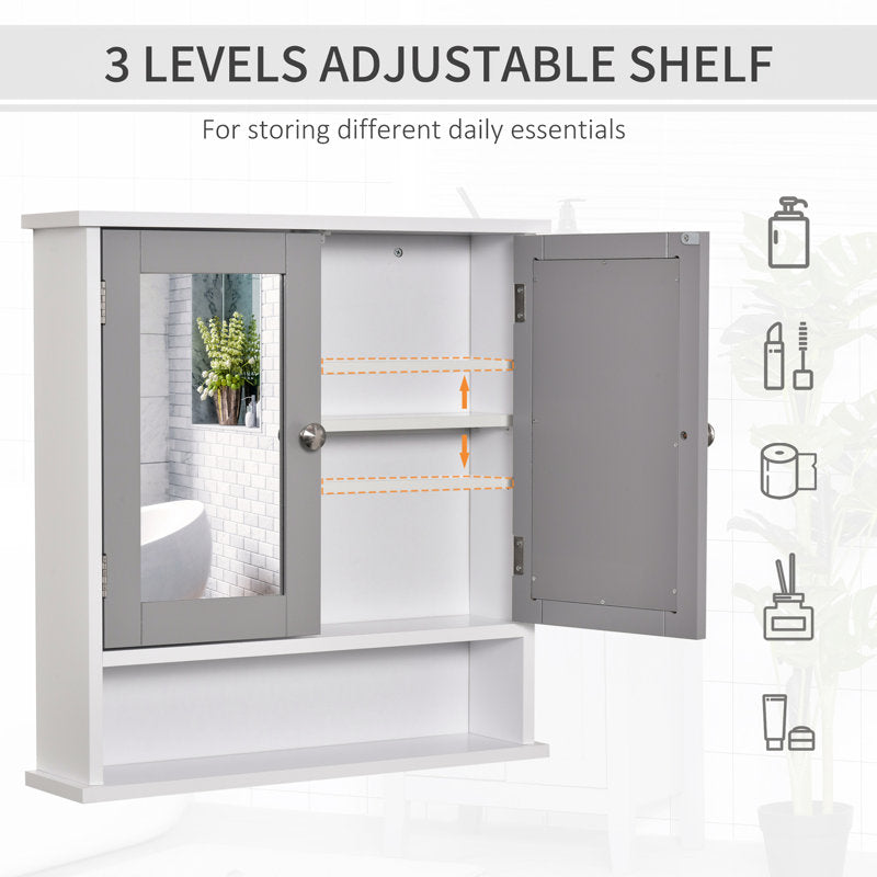 Dayaan 560mm W 580mm H Surface Framed Medicine Cabinet with Mirror and 1 Fixed Shelf