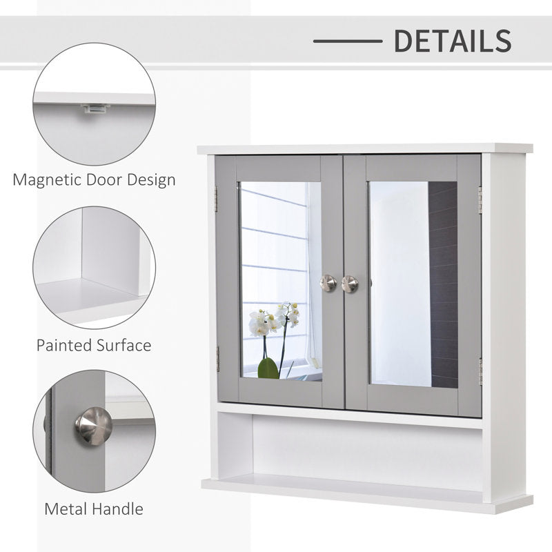Dayaan 560mm W 580mm H Surface Framed Medicine Cabinet with Mirror and 1 Fixed Shelf