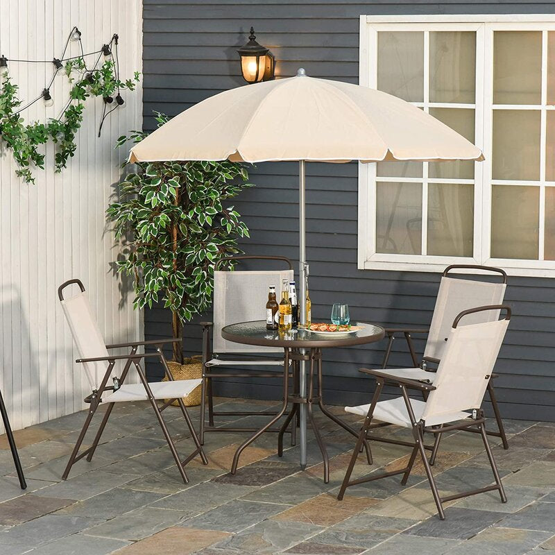 Vigil Round 4 - Person 80cm Long Dining Set with Umbrella
