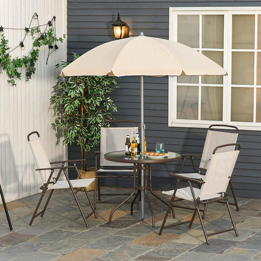 Vigil Round 4 - Person 80cm Long Dining Set with Umbrella