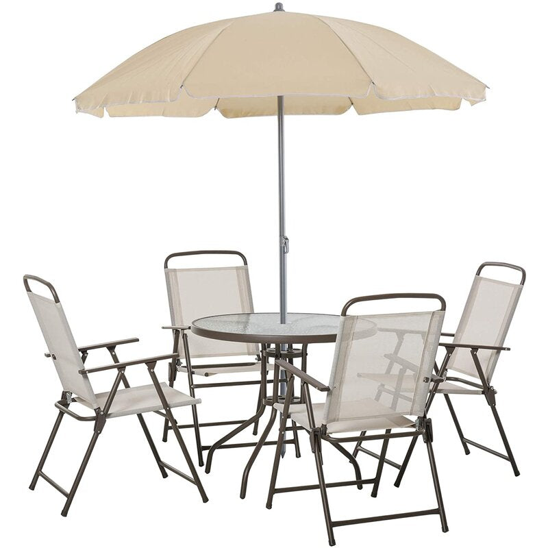 Vigil Round 4 - Person 80cm Long Dining Set with Umbrella