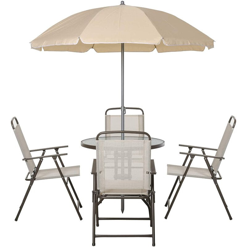 Vigil Round 4 - Person 80cm Long Dining Set with Umbrella