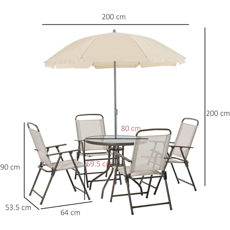Vigil Round 4 - Person 80cm Long Dining Set with Umbrella