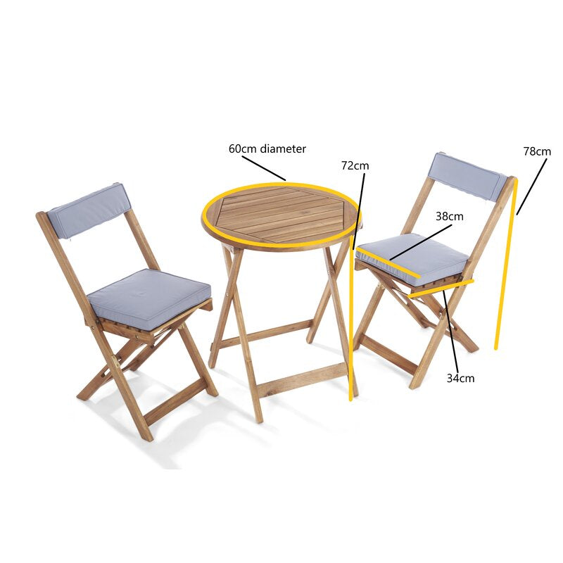 Seoul Round 2 - Person 60cm Long Bistro Set with Cushions