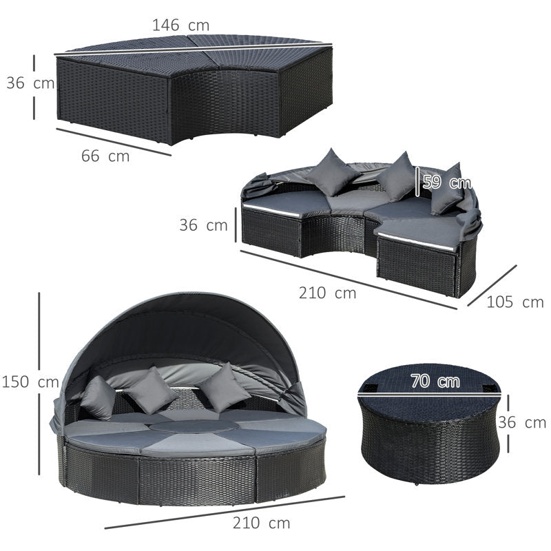 Lampkin Outdoor Garden Daybed with Cushions