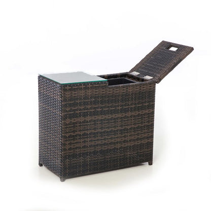 Etowah Ice Bucket Rattan Side Table - Brown