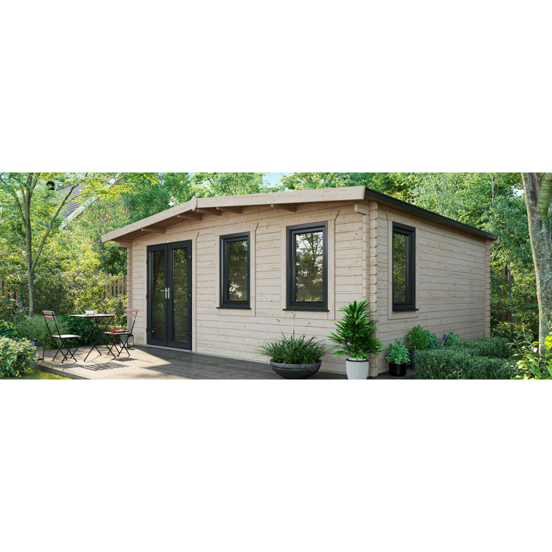 18 ft. W x 16 ft. D Power Left Hand Door Apex Chalet Log Cabin (16x18)