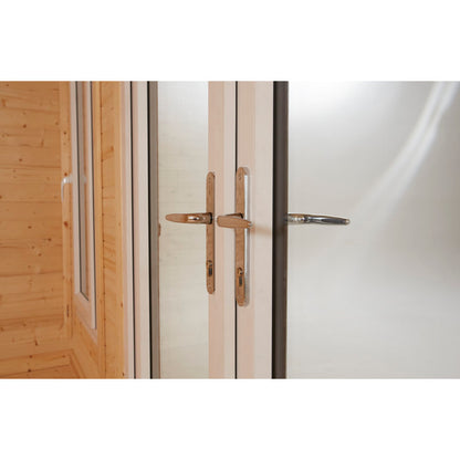 18 ft. W x 16 ft. D Power Left Hand Door Apex Chalet Log Cabin (16x18)