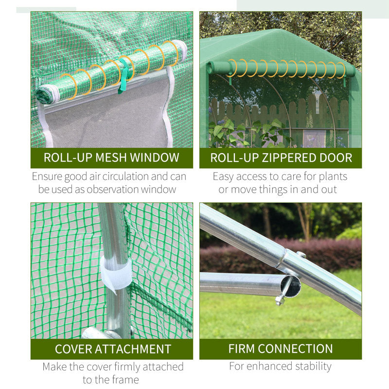 Ahmyra 14.5 Ft W x 8.5 Ft D Hobby Greenhouse