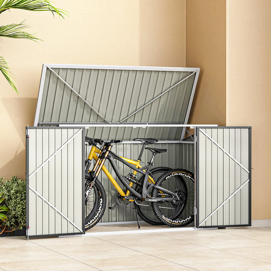 Aslee 7 Ft. W x 3 Ft. D Pent Metal Bike Shed