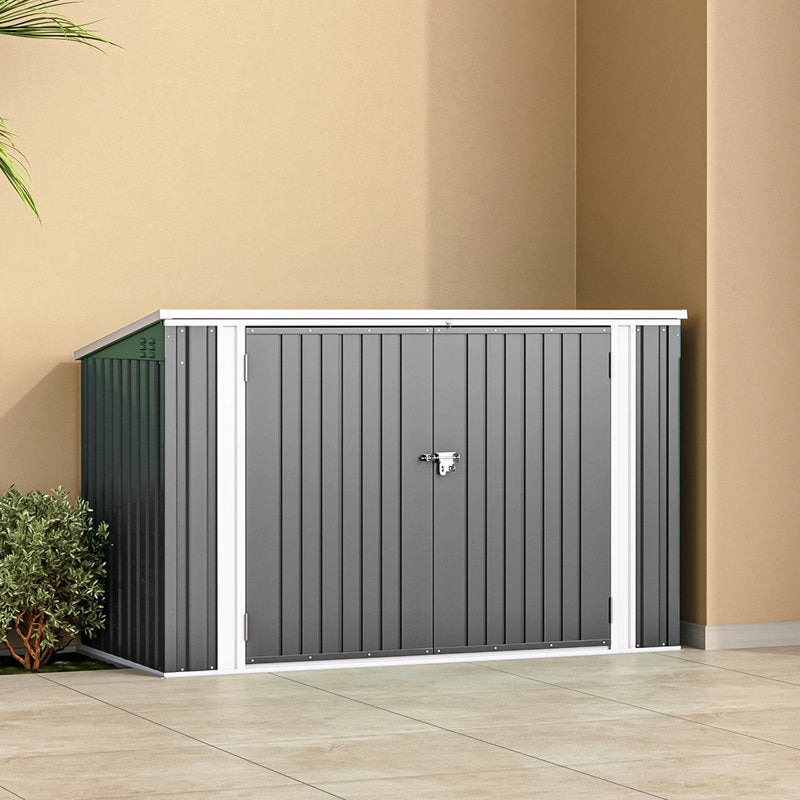 Aslee 7 Ft. W x 3 Ft. D Pent Metal Bike Shed