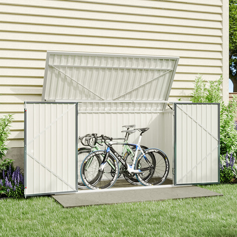 Aslee 7 Ft. W x 3 Ft. D Pent Metal Bike Shed