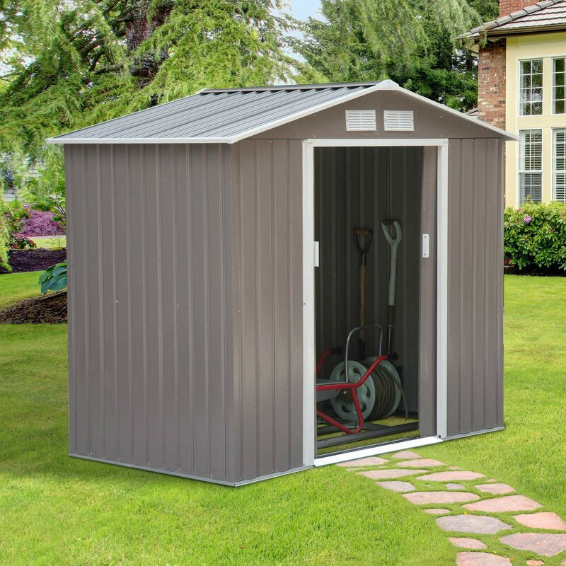7 ft. W x 4 ft. D Metal Apex Garden Shed