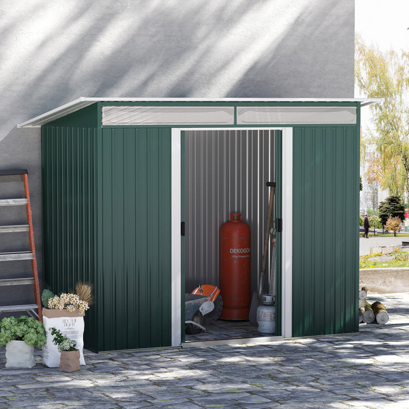 Abrian 8.5 ft. W x 4.4 ft. D Metal Tongue & Groove Flat Garden Shed