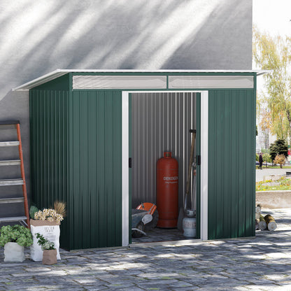 Abrian 8.5 ft. W x 4.4 ft. D Metal Tongue & Groove Flat Garden Shed