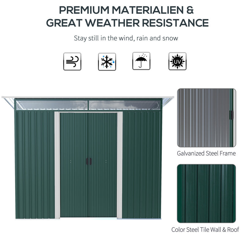 Abrian 8.5 ft. W x 4.4 ft. D Metal Tongue & Groove Flat Garden Shed