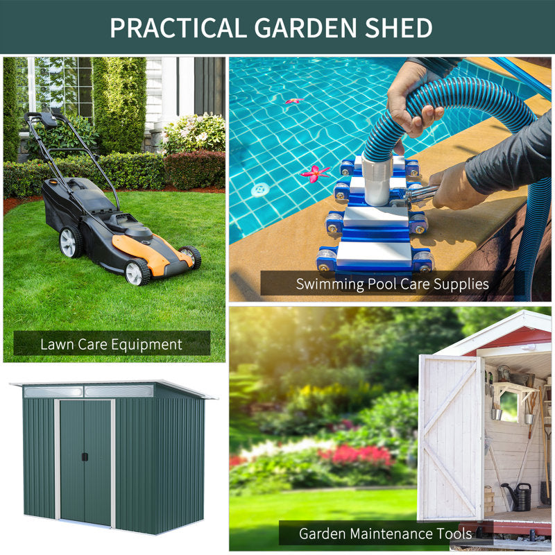 Abrian 8.5 ft. W x 4.4 ft. D Metal Tongue & Groove Flat Garden Shed