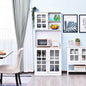 Aleksandras Kitchen Cabinet Sideboard Storage Cabinet Unit With Countertop Grid Glass Door Shelves