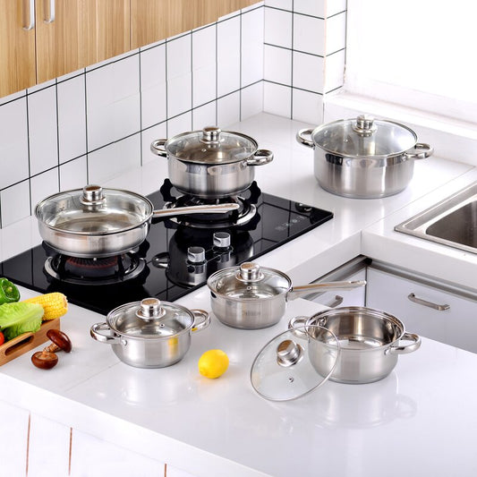 Motti 12 - Piece Non-Stick Stainless Steel (18/10) Cookware Set