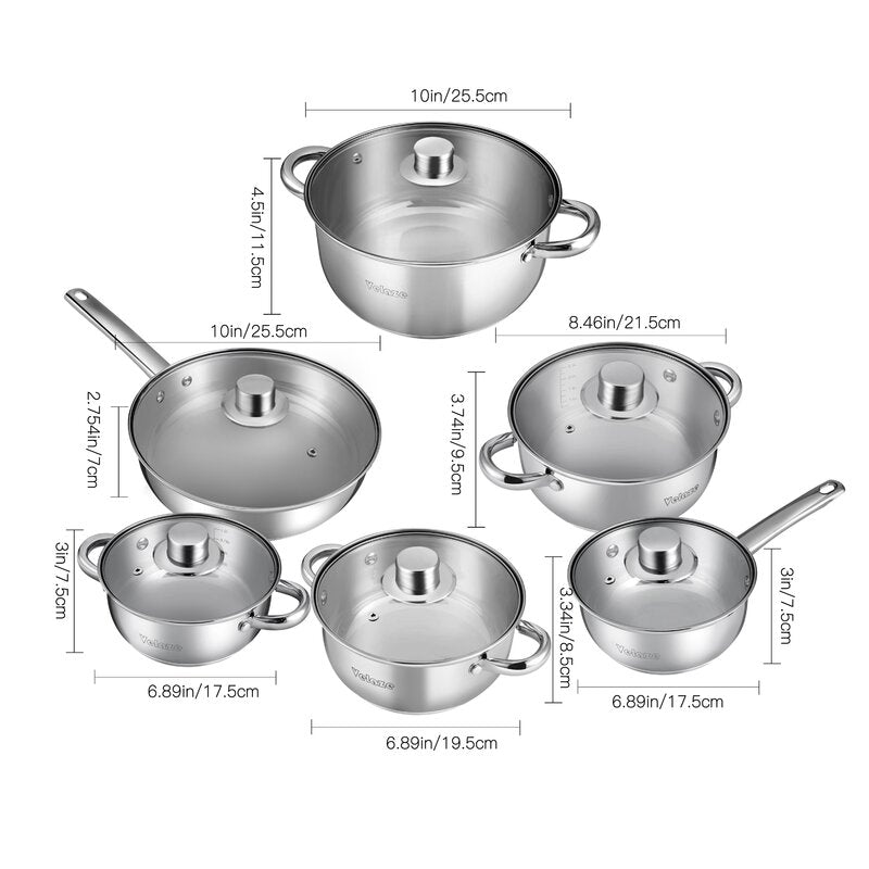 Motti 12 - Piece Non-Stick Stainless Steel (18/10) Cookware Set