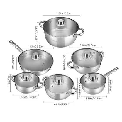 Motti 12 - Piece Non-Stick Stainless Steel (18/10) Cookware Set