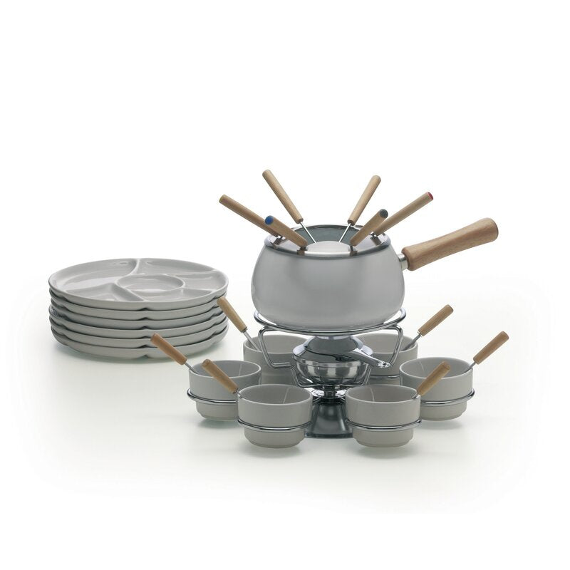 28 Piece Iron and Ceramic Fondue Set