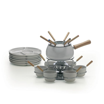 28 Piece Iron and Ceramic Fondue Set
