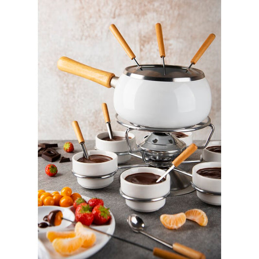 28 Piece Iron and Ceramic Fondue Set