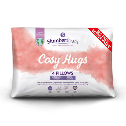 Slumberdown Cosy Hugs Medium Support Back Sleeper Pillow (Set of 4)