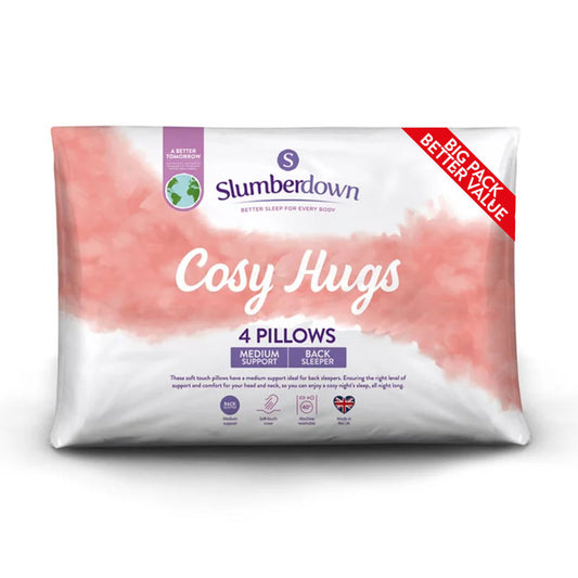 Slumberdown Cosy Hugs Medium Support Back Sleeper Pillow (Set of 4)
