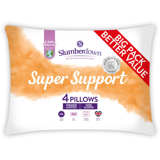 Slumberdown Super Support Machine Washable Side Sleeper Pillow (Set of 4)