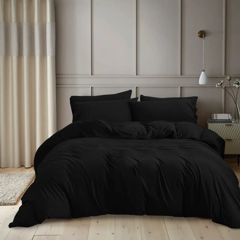 Kiranjot Microfibre 200 TC Reversible Modern & Contemporary Duvet Cover Set With Pillow Cases