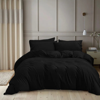 Kiranjot Microfibre 200 TC Reversible Modern & Contemporary Duvet Cover Set With Pillow Cases