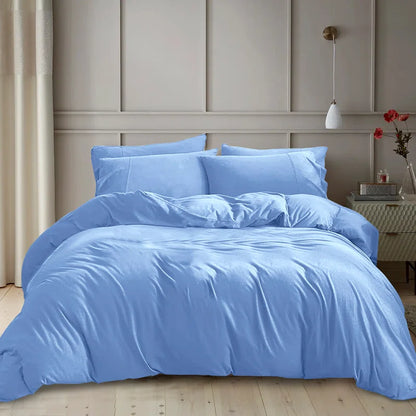 Kiranjot Microfibre 200 TC Reversible Modern & Contemporary Duvet Cover Set With Pillow Cases