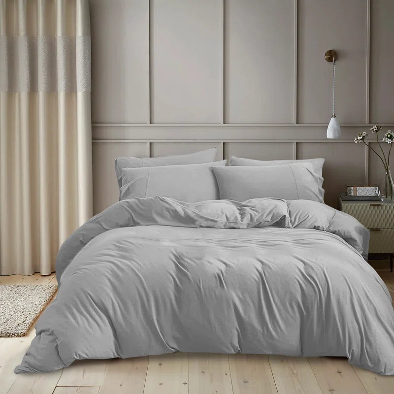 Kiranjot Microfibre 200 TC Reversible Modern & Contemporary Duvet Cover Set With Pillow Cases