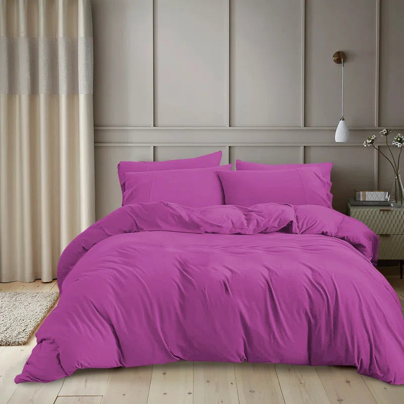 Kiranjot Microfibre 200 TC Reversible Modern & Contemporary Duvet Cover Set With Pillow Cases