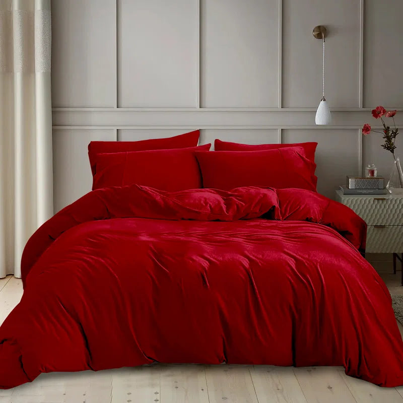 Kiranjot Microfibre 200 TC Reversible Modern & Contemporary Duvet Cover Set With Pillow Cases