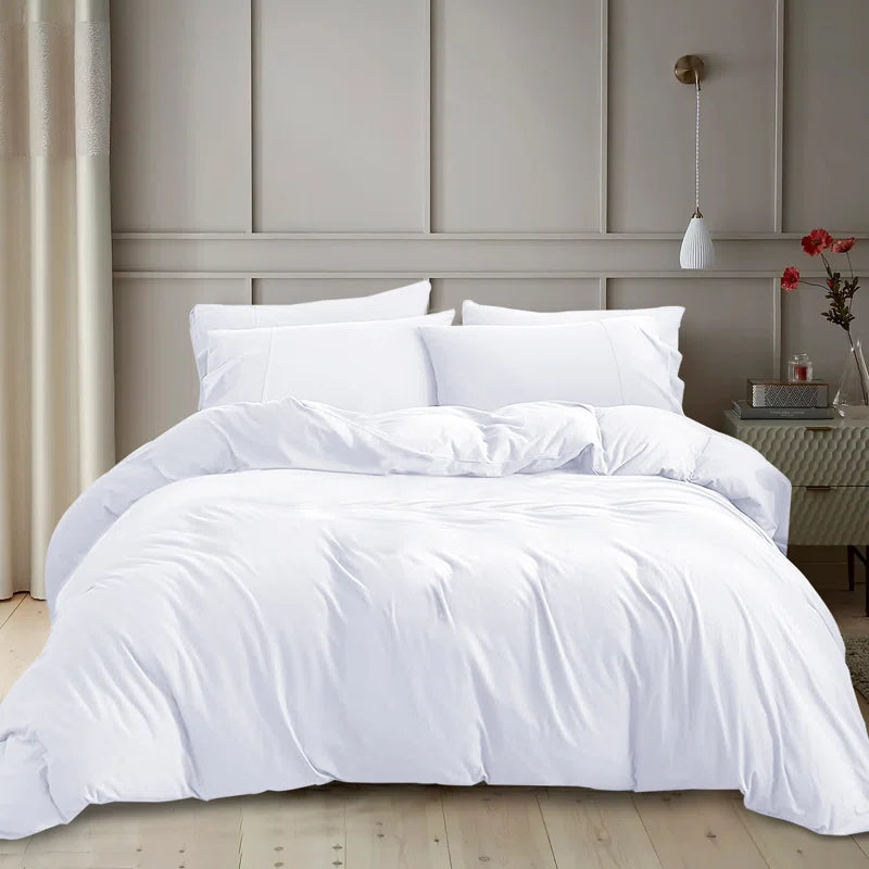 Kiranjot Microfibre 200 TC Reversible Modern & Contemporary Duvet Cover Set With Pillow Cases